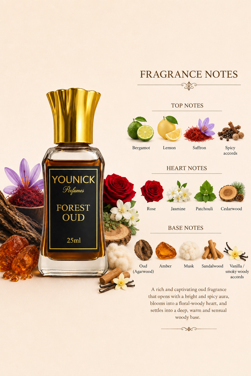 YOUNICK Forest Oud Premium Attar | Luxurious Woody Oriental Fragrance for Men & Women