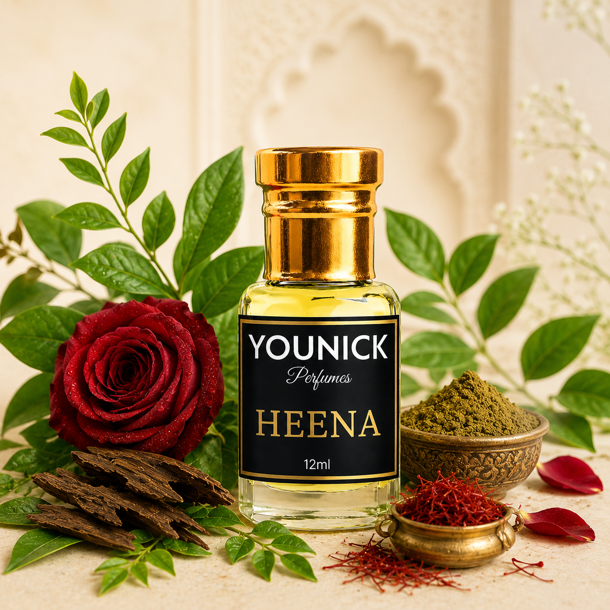 YOUNICK Heena Attar | Premium Traditional Mehndi Fragrance with Rose, Saffron & Oud | Long Lasting Concentrated Perfume Oil