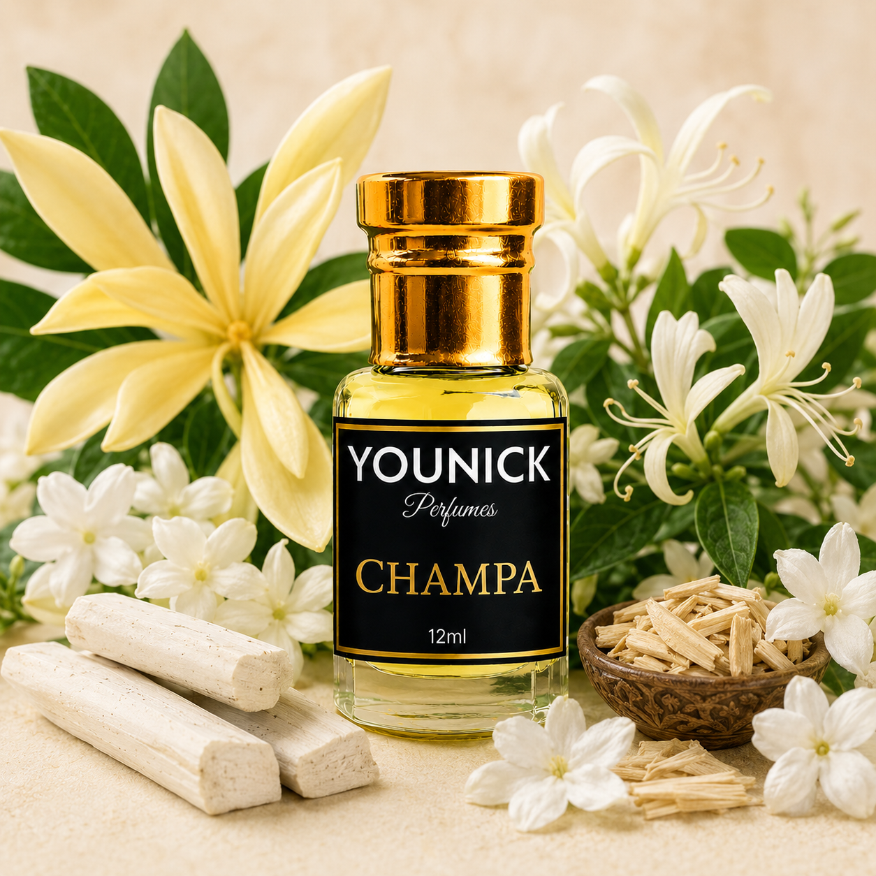 YOUNICK Champa Attar – Premium Floral Sandalwood Attar | Long Lasting Concentrated Perfume Oil