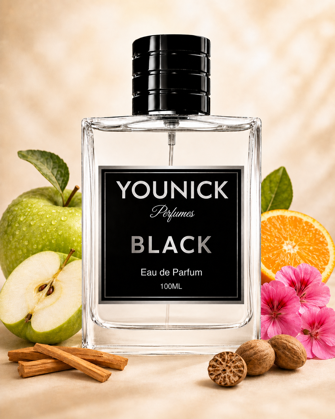 YOUNICK BLACK Eau De Parfum for Men | Fresh Woody Aromatic Fragrance | Long Lasting Perfume