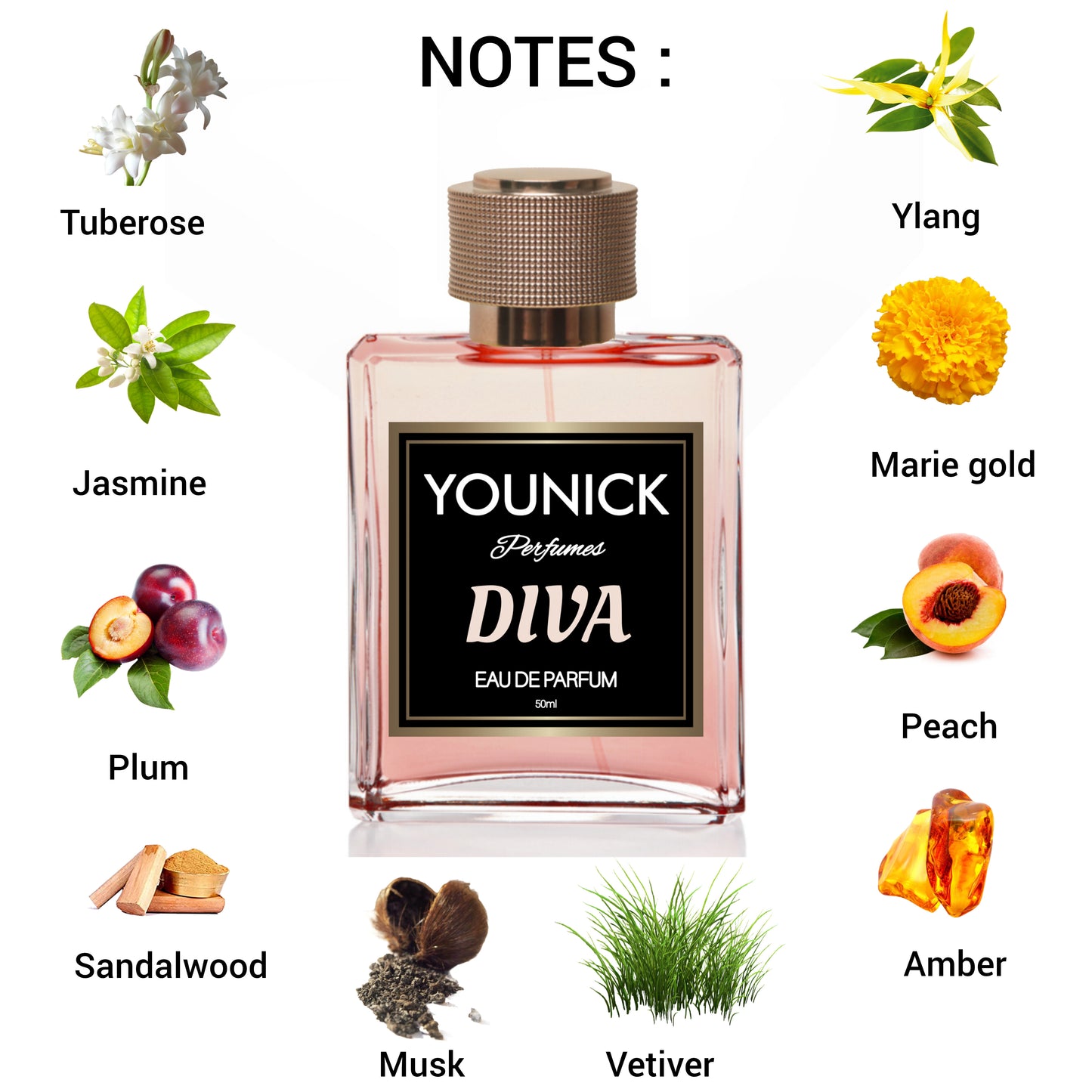 YOUNICK Couple Perfume - Royal Punch & Diva 50ML Each Eau de Parfum, Long Lasting French Perfume