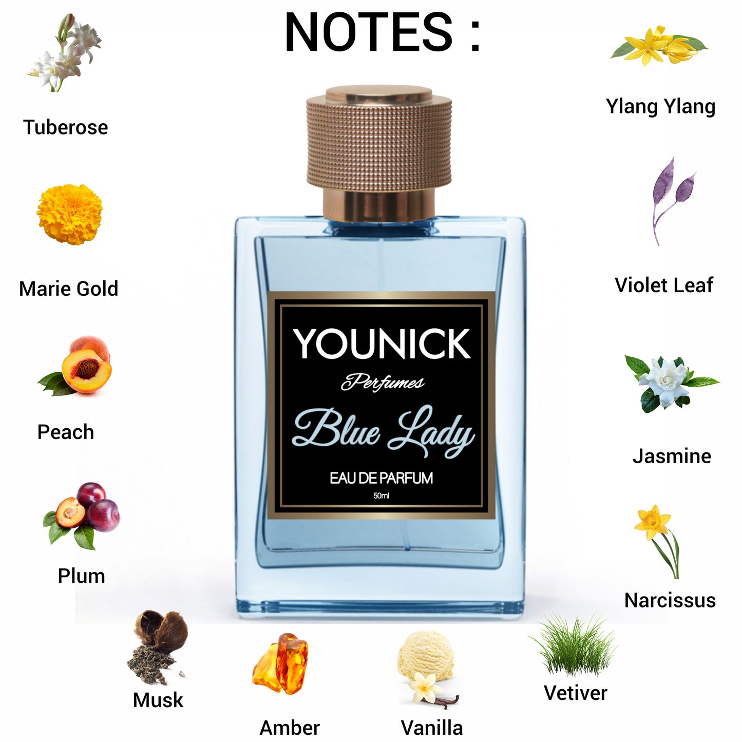 Blue Lady 50ml Eau de Parfum by Younick - Women’s Perfume (Inspired Version Of Blue Lady by Rasasi)