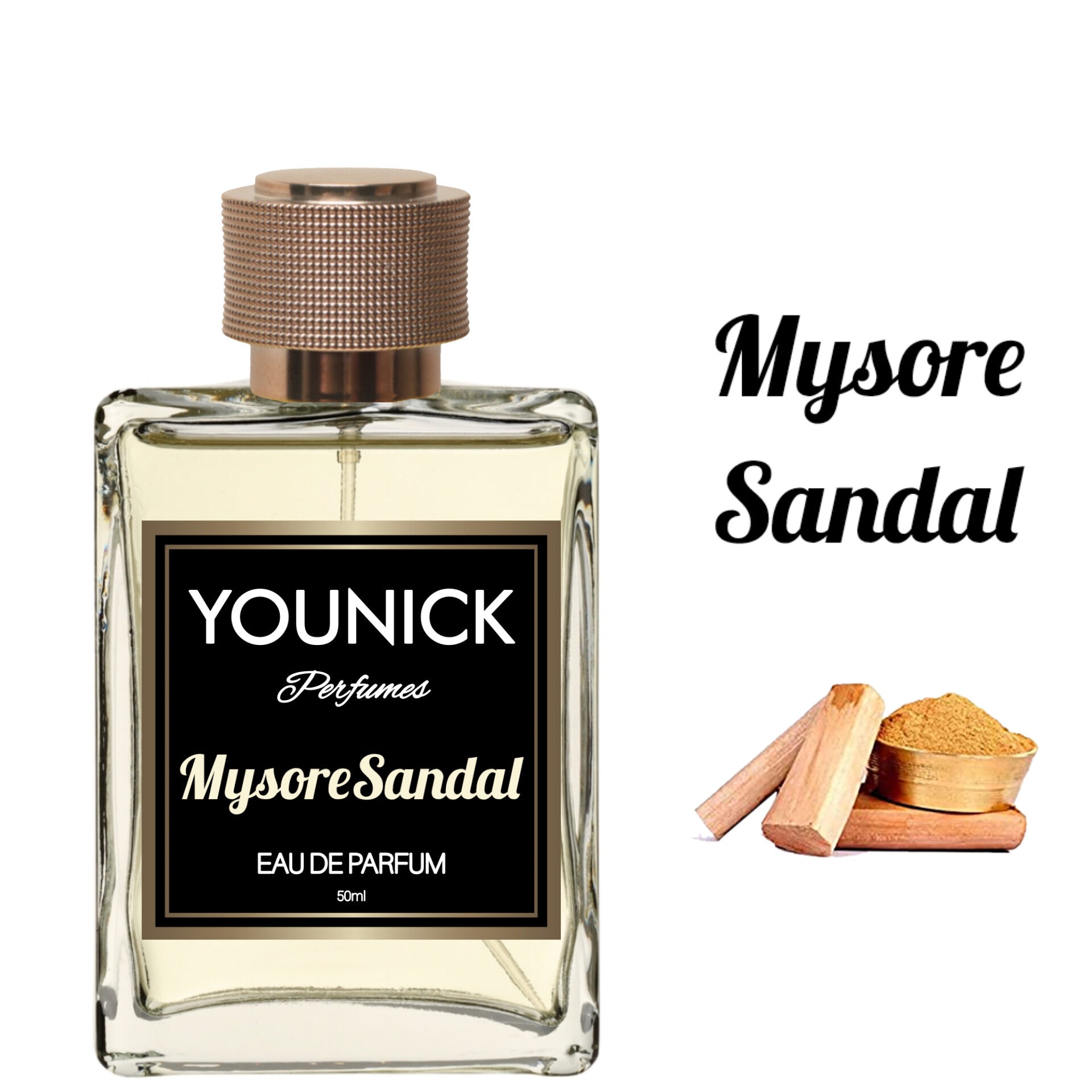 YOUNICK Mysore Sandal 50ML Perfume Eau De Parfum Pure Sandalwood Fragrance Long-Lasting Unisex Perfume