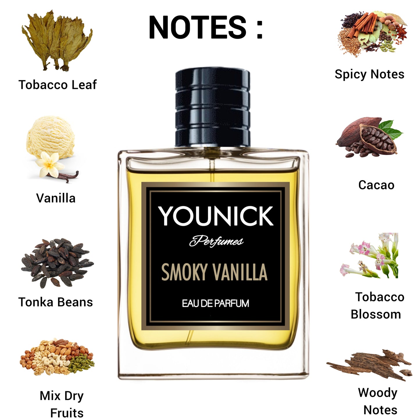 YOUNICK SMOKY VANILLA UNISEX PERFUME 50ML/100ML EAU DE PARFUM (Inspired Version Of Tobacco Vanilla by Tom Ford)