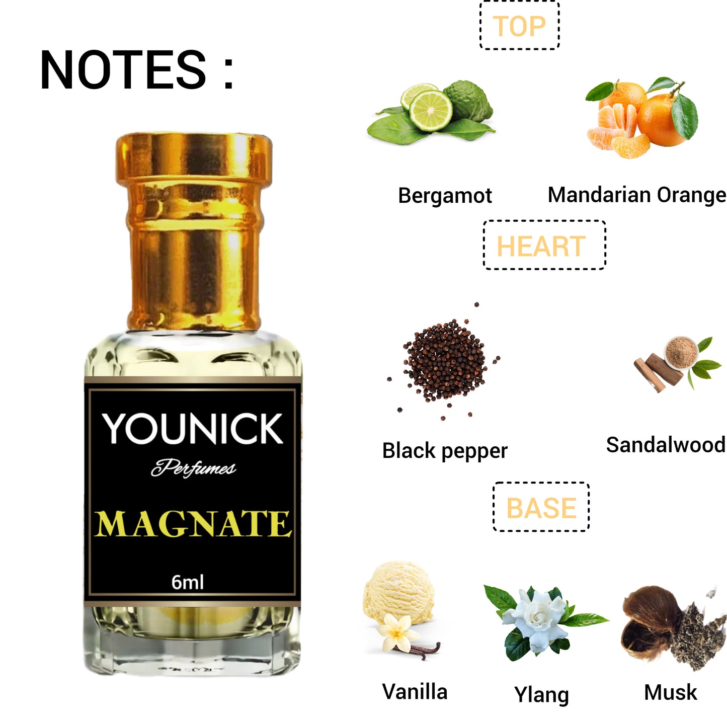 YOUNICK MAGNATE ATTAR 6ML, STRONG FRENCH FRAGRANCE
