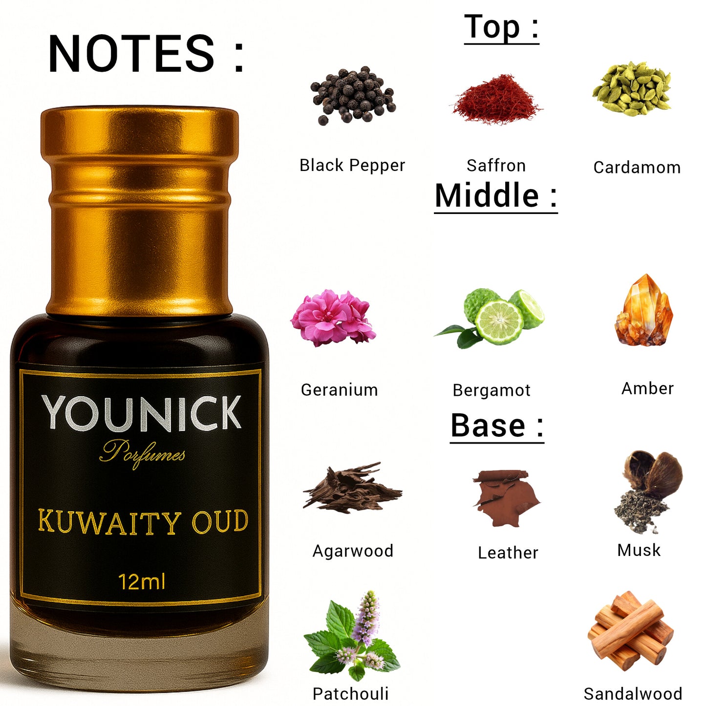 YOUNICK Kuwaity Oud Attar – 6ml / 12ml Regal Depth. Pure Luxury.