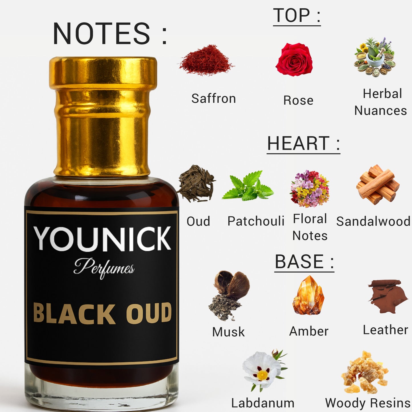 Black Oud Attar by YOUNICK Perfumes | 6ml / 12ml | Strong & Long Lasting Woody Fragrance