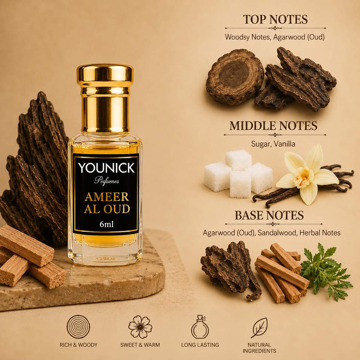 YOUNICK Ameer Al Oud Bakhoor & Attar Combo