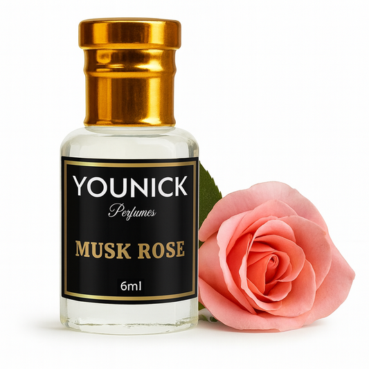 Rose Musk 6/12ml Attar Feminine Fragrance by Younick – Powdery Floral Elegance