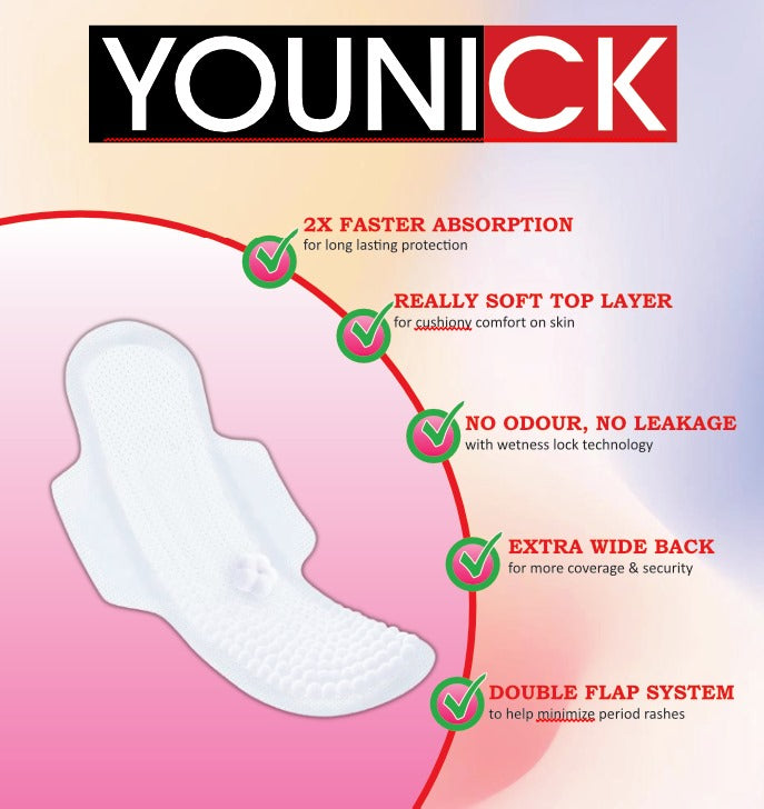 YOUNICK SANITARY PADS EXTRA ABSORB – XL/XXL OPTIONS FOR ULTIMATE COMFORT