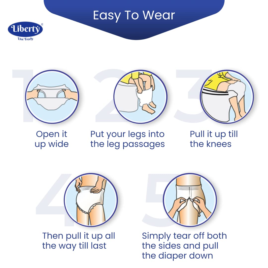 Liberty Eco Adult Diaper Pants, Medium (M) Size, 20 Count, Waist Size (61-115cm | 24-45 inches), Unisex, High Absorbency, Leak Proof, Overnight Protection