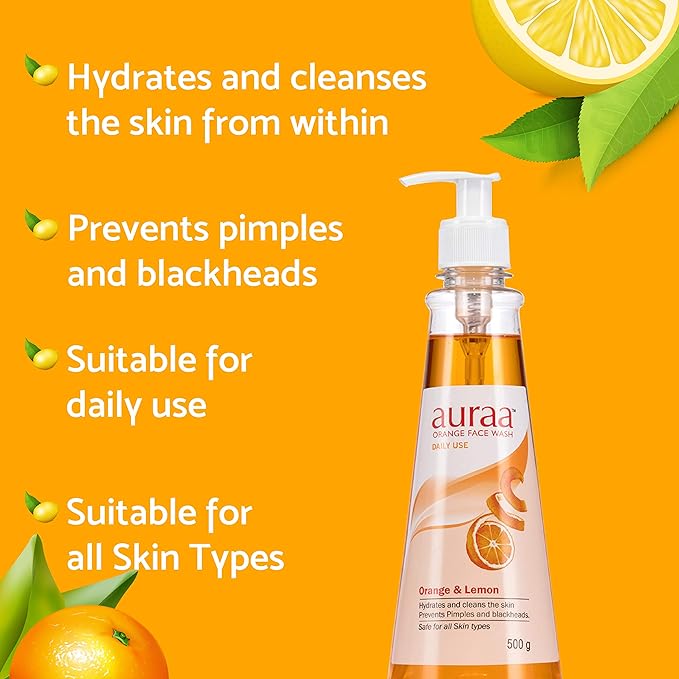 Auraa Orange Face Wash For Healthy And Glowing Skin - 500 grams