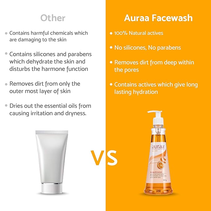 Auraa Orange Face Wash For Healthy And Glowing Skin - 500 grams