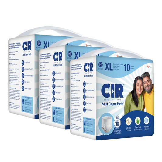 CIR Adult Diaper Pants XL (100-150cm I 40" inch- 59inch") Unisex, 10 hours absorption Adult Diapers - XL 10*3 = 30 Pieces