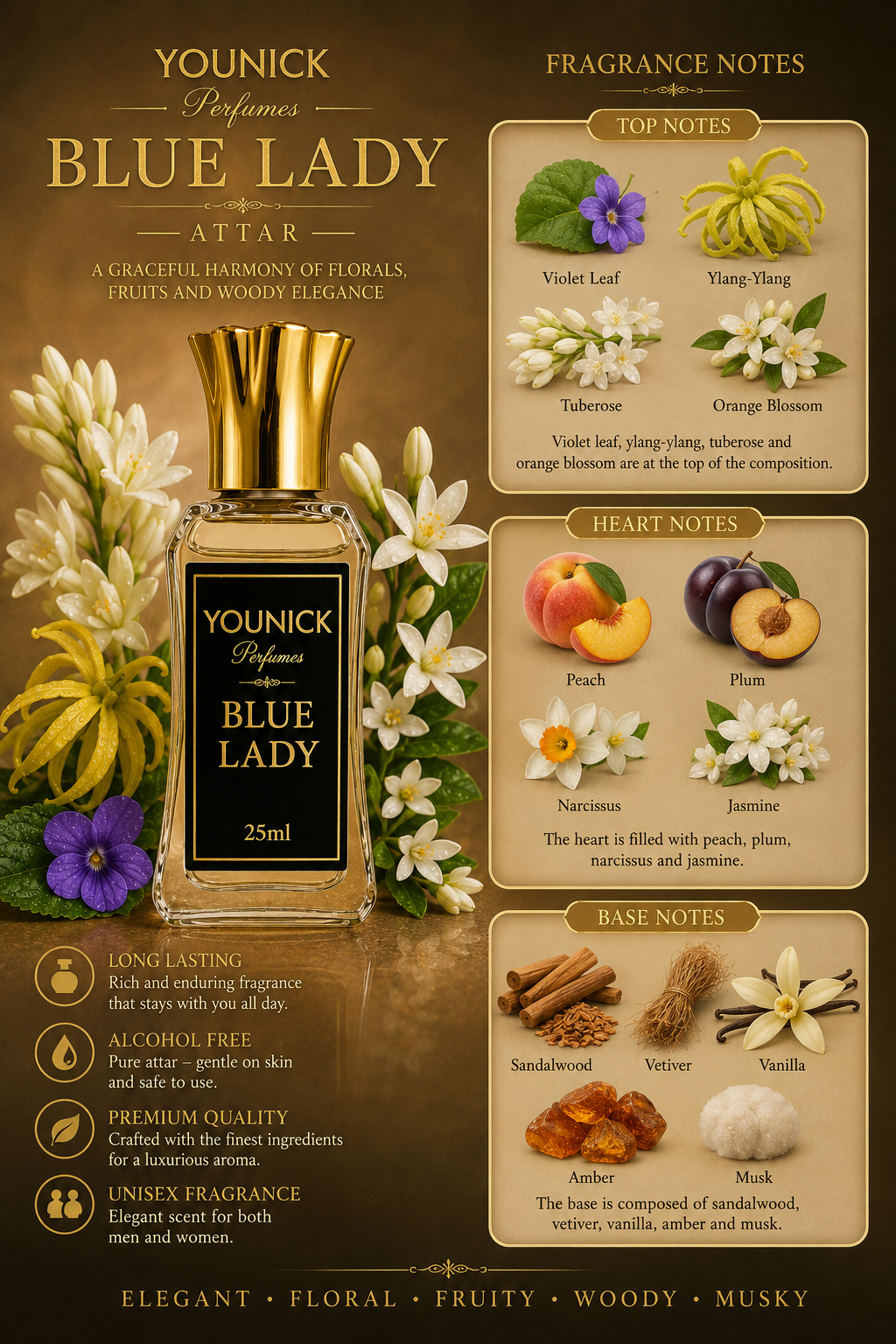 YOUNICK Blue Lady Attar | Premium Floral & Fruity Long-Lasting Perfume Oil