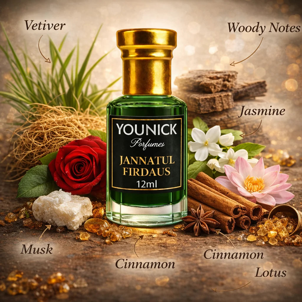 YOUNICK White Oud & Jannatul Firdaus Attar Combo Pack | 2 Traditional Fragrance Oils | 6ml Each and 12ml each