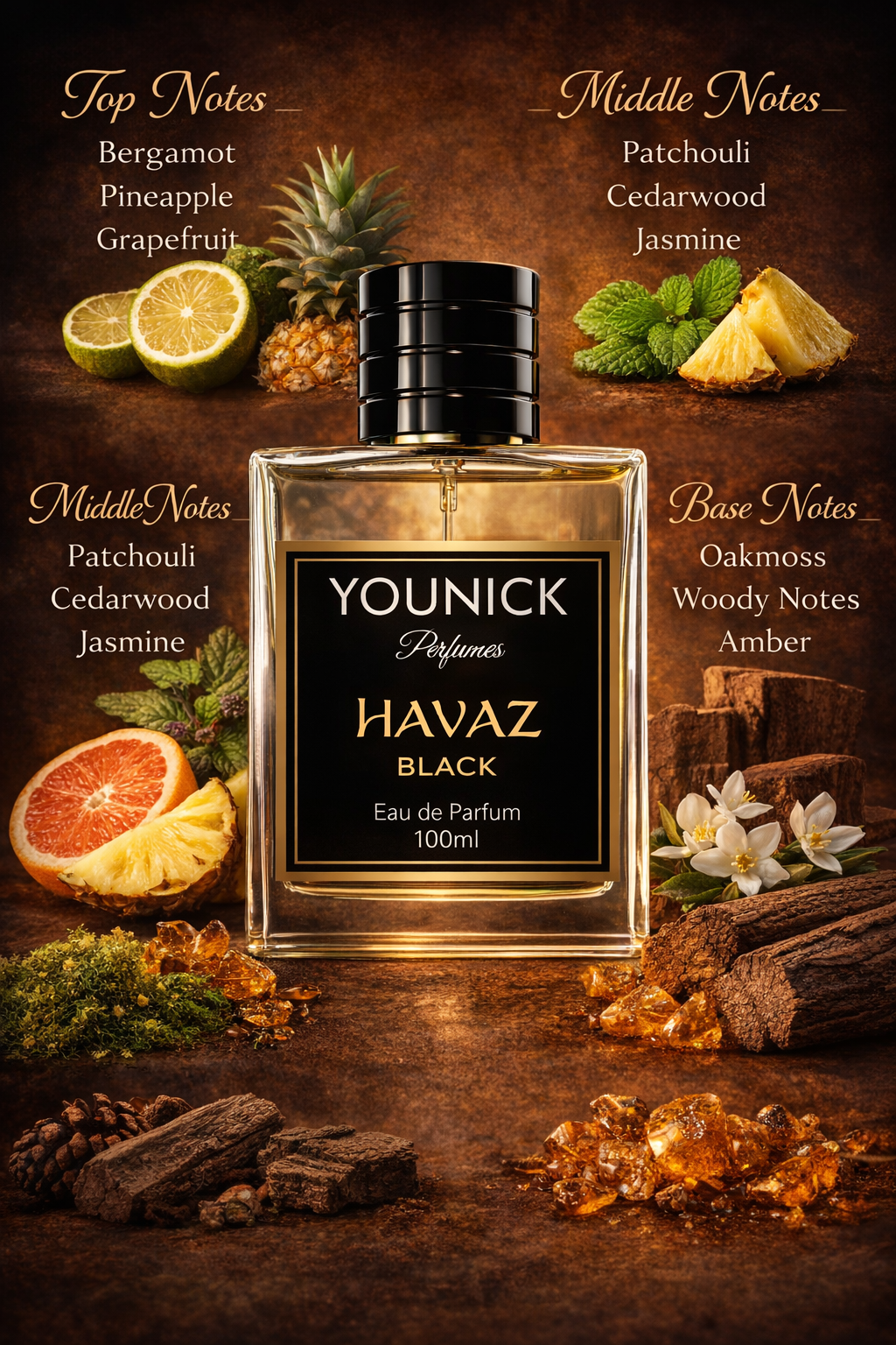 Havaz Black by YOUNICK – Bold Dark Fresh Eau De Parfum for Men