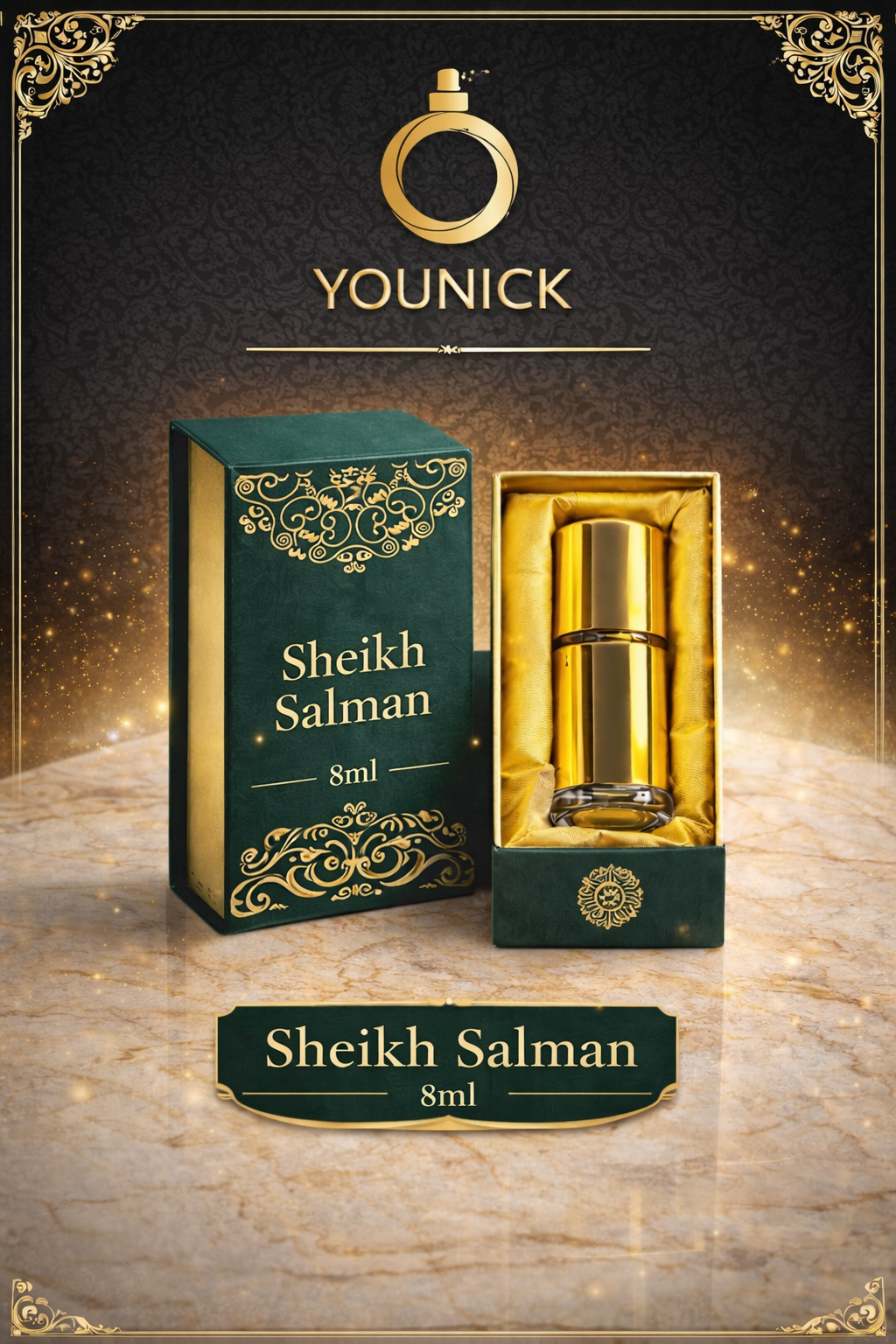 Sheikh Salman Premium Attar 8ml Roll-On by YOUNICK – Luxury Oud, Saffron & Leather Long-Lasting Concentrated Perfume Oil