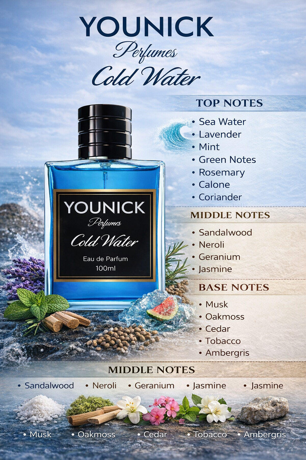 YOUNICK COLD WATER PERFUME MEN EAU DE PARFUM INPIRED VERSION Cool Water Men by Davidoff