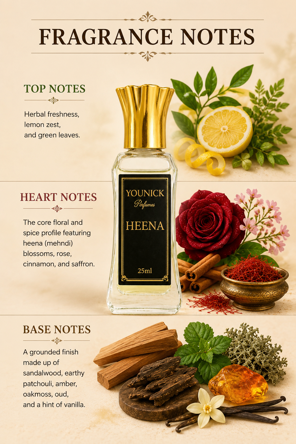 YOUNICK Heena Attar | Premium Traditional Mehndi Fragrance with Rose, Saffron & Oud | Long Lasting Concentrated Perfume Oil
