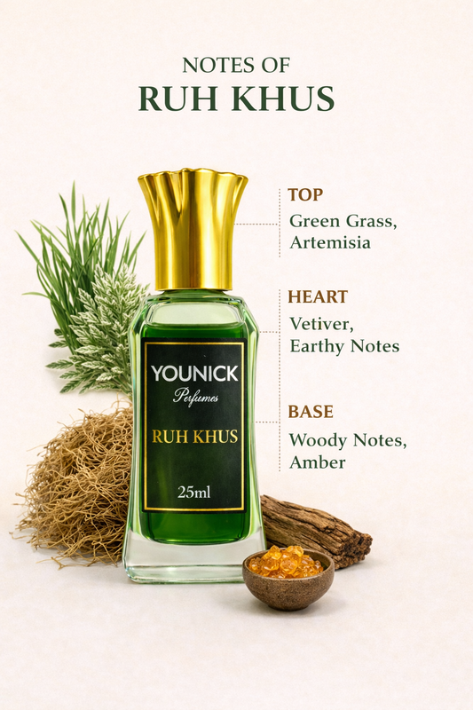 YOUNICK Ruh Khus Attar – Natural Vetiver Perfume Oil | Long Lasting Earthy Attar | Alcohol Free