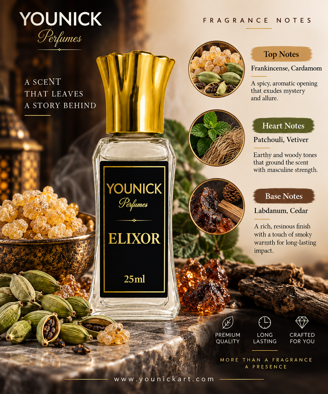 YOUNICK ELIXOR Attar – Inspired by Boss Bottled Elixir | Premium Woody & Spicy Attar