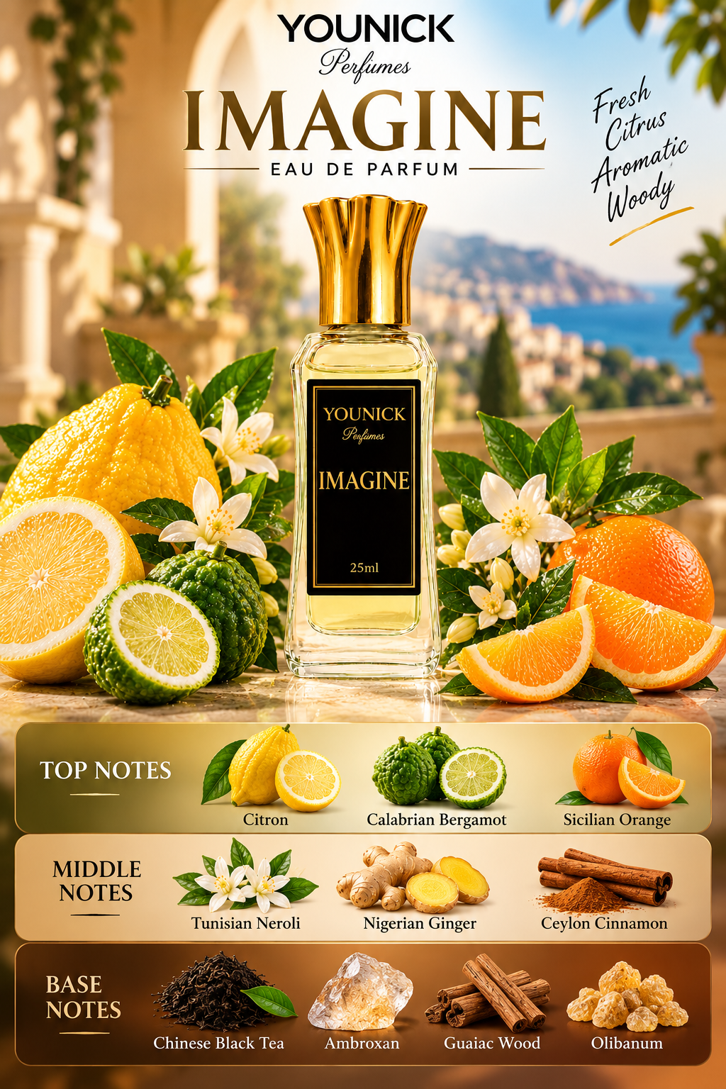 YOUNICK IMAGINE Attar – Concentrated Perfume Oil A refreshing citrus fragrance with elegant neroli, warm spices and a sophisticated woody finish.