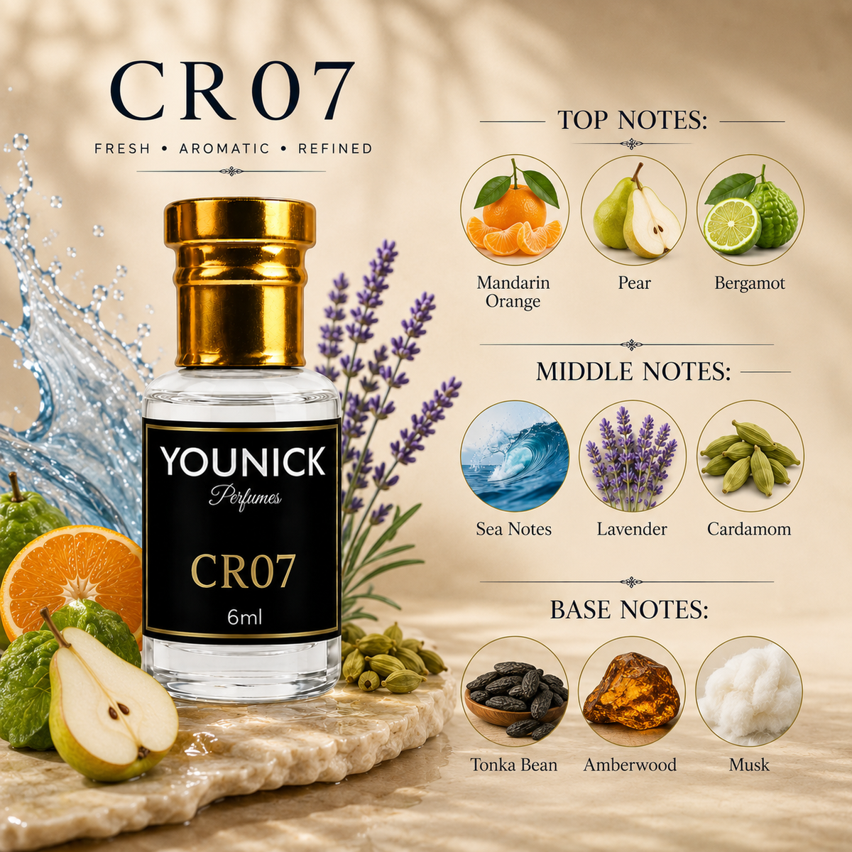 YOUNICK CR07, AQUA & PARIS Attar Combo – 6ML × 3 | 18ML Premium Fragrance Set