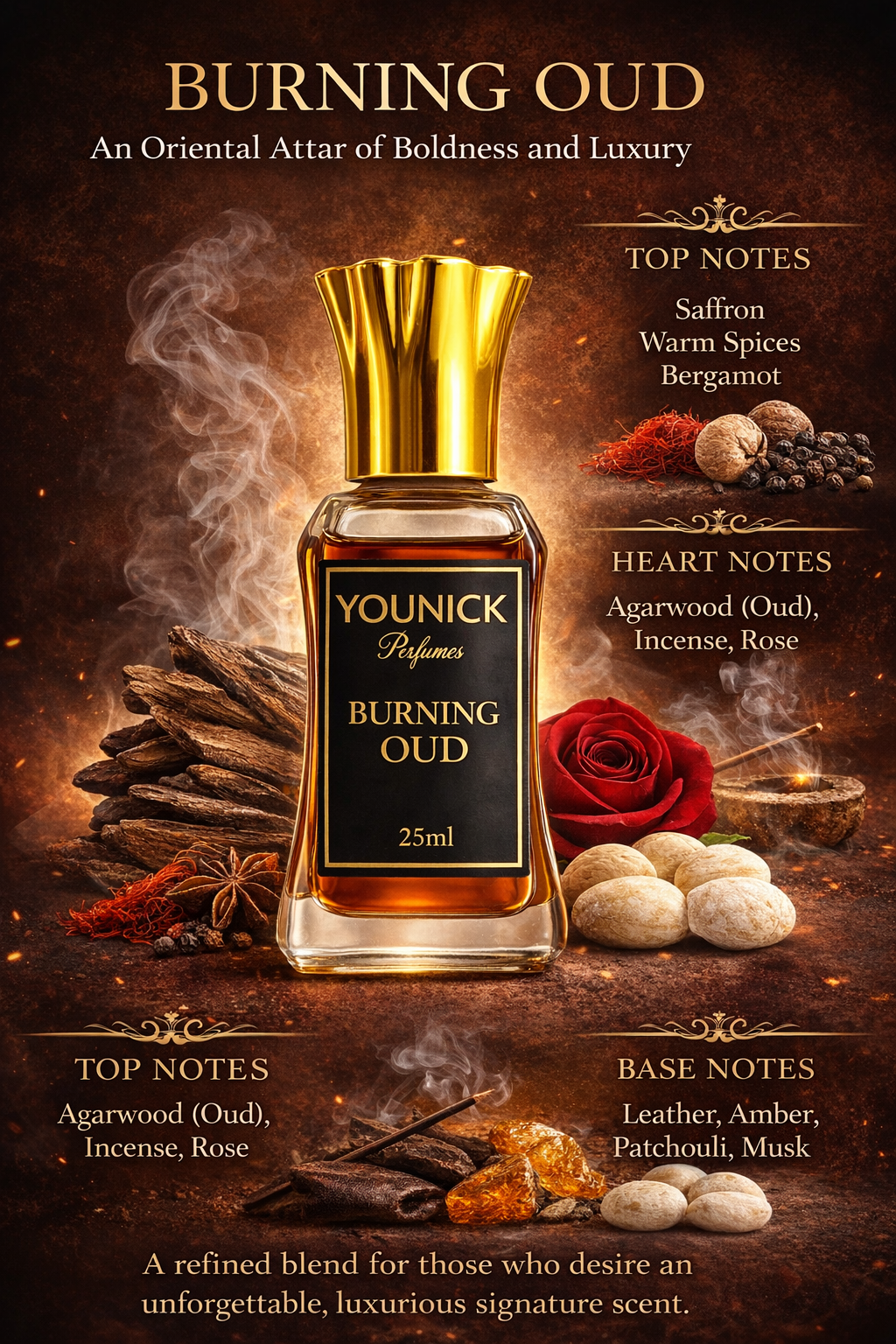 Burning Oud by YOUNICK Attar Luxurious Smoky Oud Fragrance