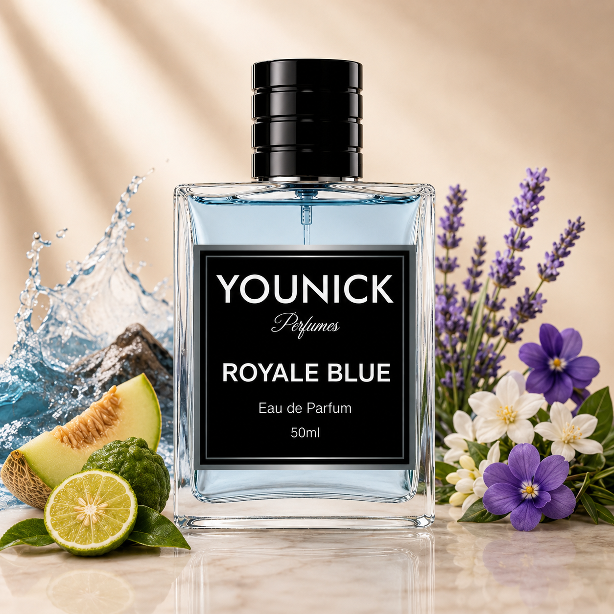 YOUNICK Royale Blue Eau de Parfum – Fresh Aquatic, Citrus & Floral Fragrance | Inspired by Royale Blue by Rasasi
