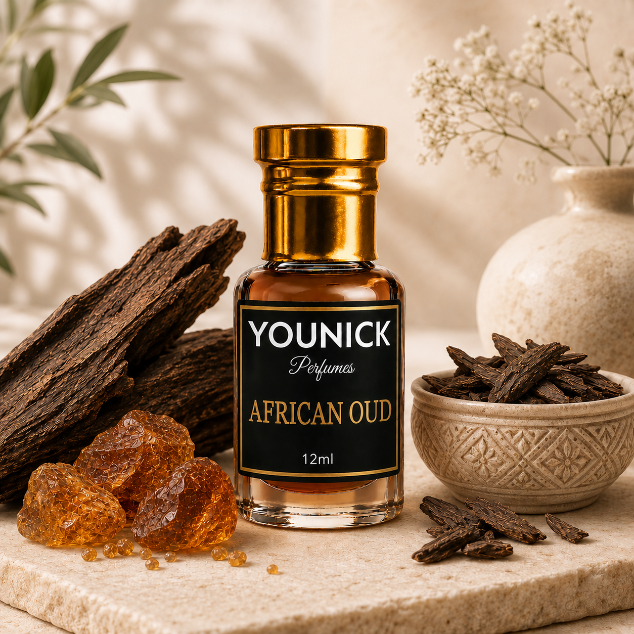 YOUNICK African Oud Premium Attar | Long Lasting Luxury Non-Alcoholic Perfume Oil | Rich Oud, Amber, Musk & Vanilla | Unisex
