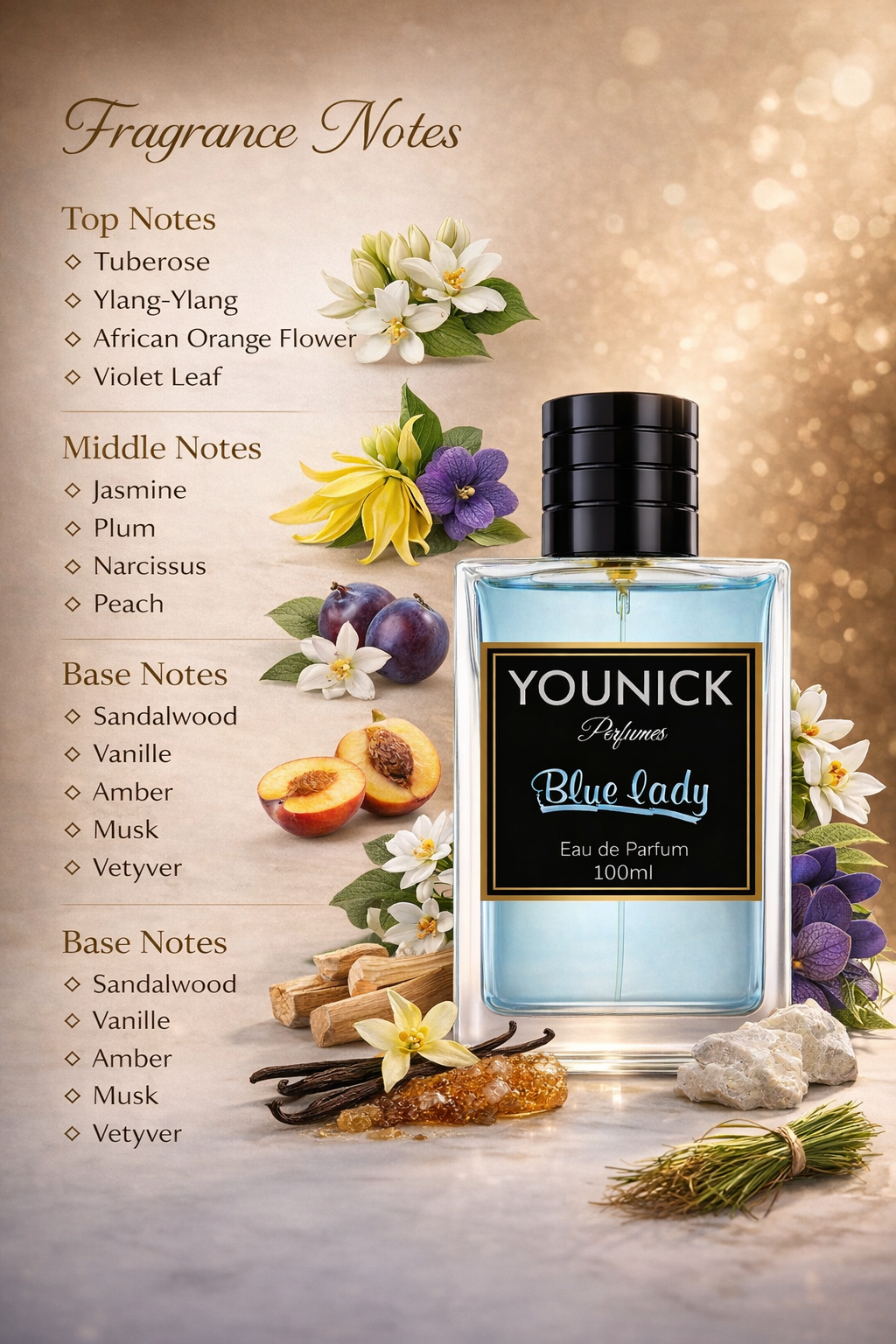 Blue Lady 50ml Eau de Parfum by Younick - Women’s Perfume (Inspired Version Of Blue Lady by Rasasi)