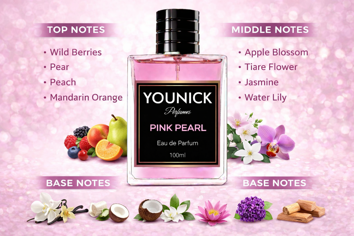 YOUNICK Pink Pearl Eau de Parfum for Women – Fruity Floral Perfume Inspired by Pink Chiffon by Bath & Body Works