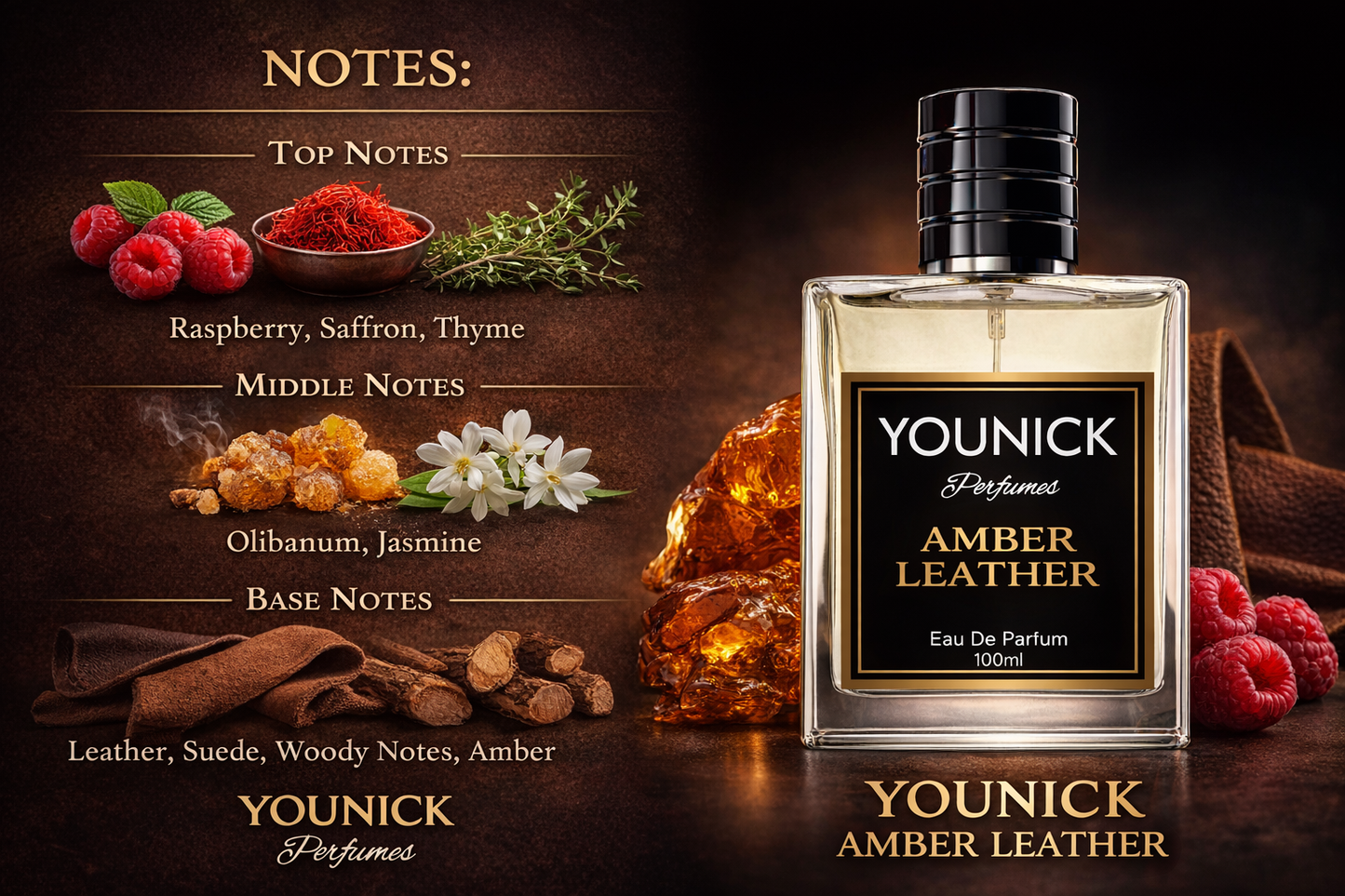 YOUNICK Amber Leather Eau de Parfum for Men | Inspired by Tom Ford Tuscan Leather