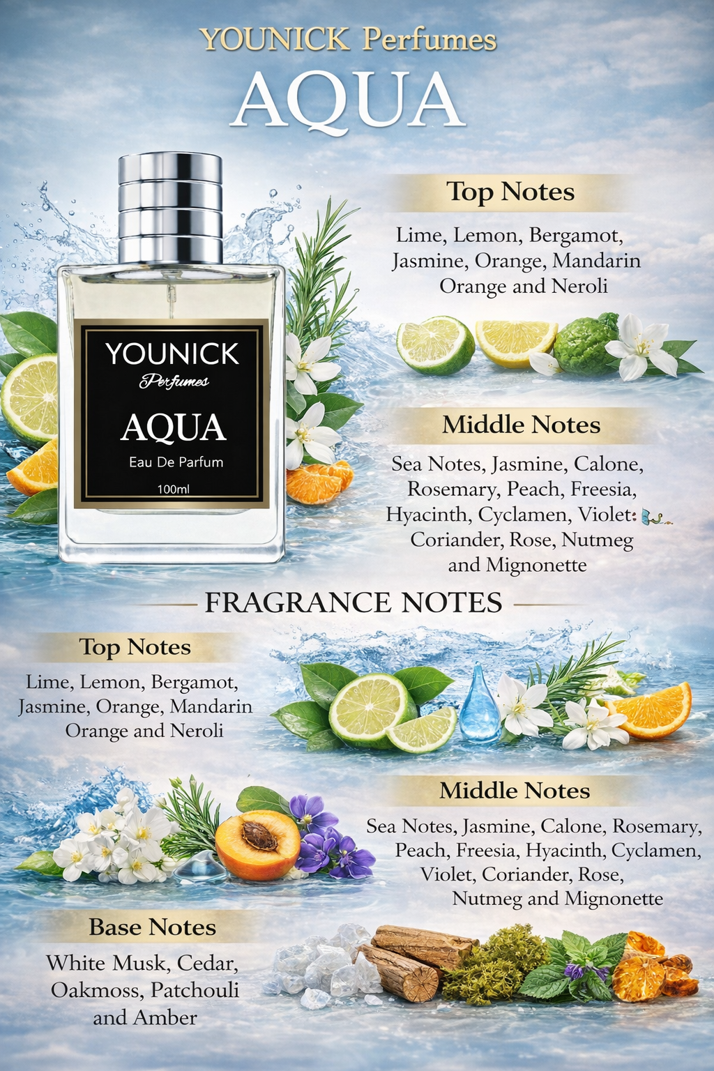 YOUNICK AQUA Eau de Parfum (Inspired By Acqua di Gio by Giorgio Armani) – The Essence of Fresh Elegance