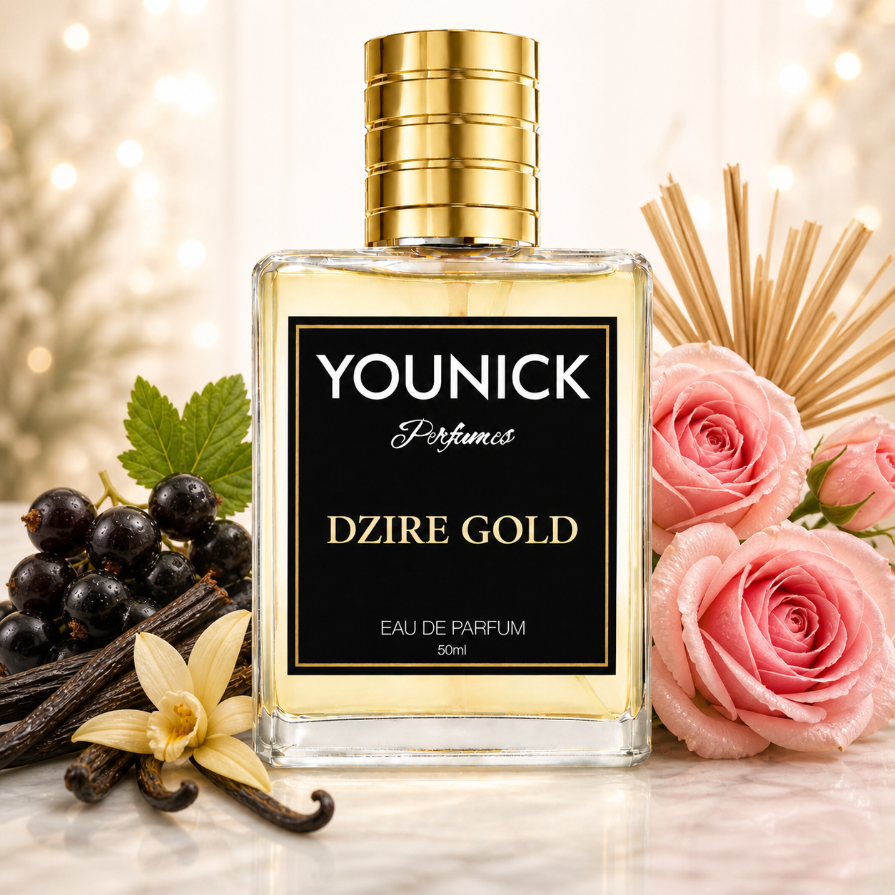 YOUNICK Dzire Gold Eau De Parfum | Premium Long Lasting Perfume for Men & Women | Fresh Fruity Floral Woody Fragrance