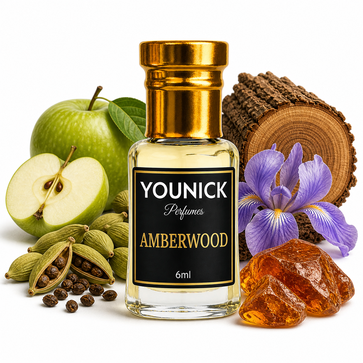 AMBER WOOD Attar by YOUNICK – Fresh Spicy Woody Amber Perfume Oil
