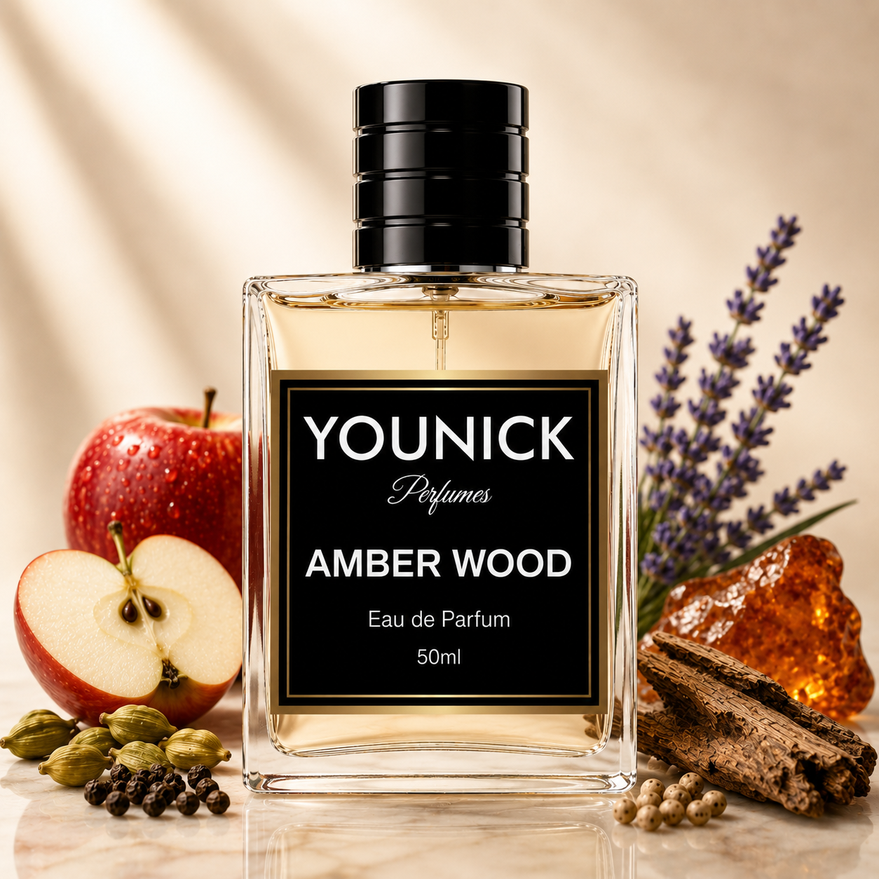 YOUNICK Amber Wood Eau de Parfum for Men & Women | Fresh Spicy Woody Luxury Perfume | Long Lasting Fragrance