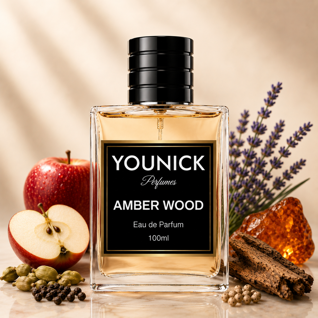 YOUNICK Amber Wood Eau de Parfum for Men & Women | Fresh Spicy Woody Luxury Perfume | Long Lasting Fragrance