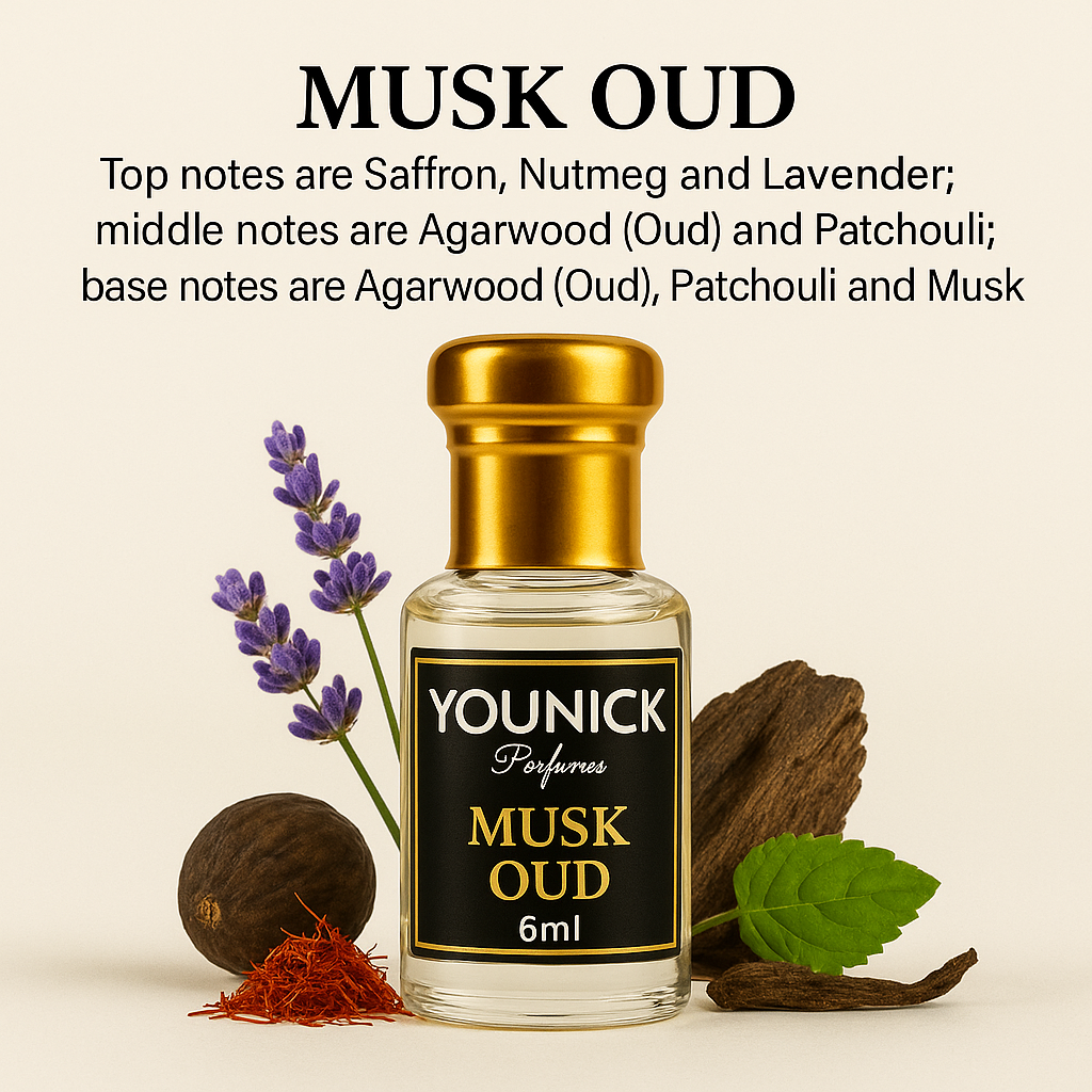 YOUNICK Combo of 3 Premium Oud Attars (Musk Oud, Mafia Oud & Ameer Al Oud) | Long Lasting Arabic Fragrance | Non-Alcoholic Attar Oils | 6ml × 3