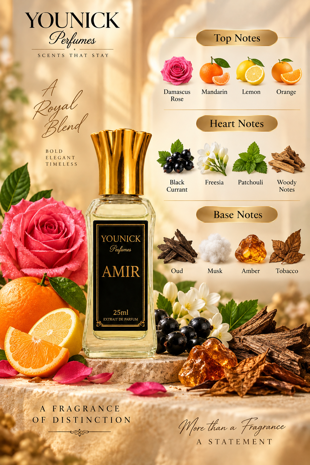 YOUNICK AMIR Premium Attar | Long Lasting Alcohol-Free Concentrated Perfume Oil | Floral Citrus Woody Fragrance