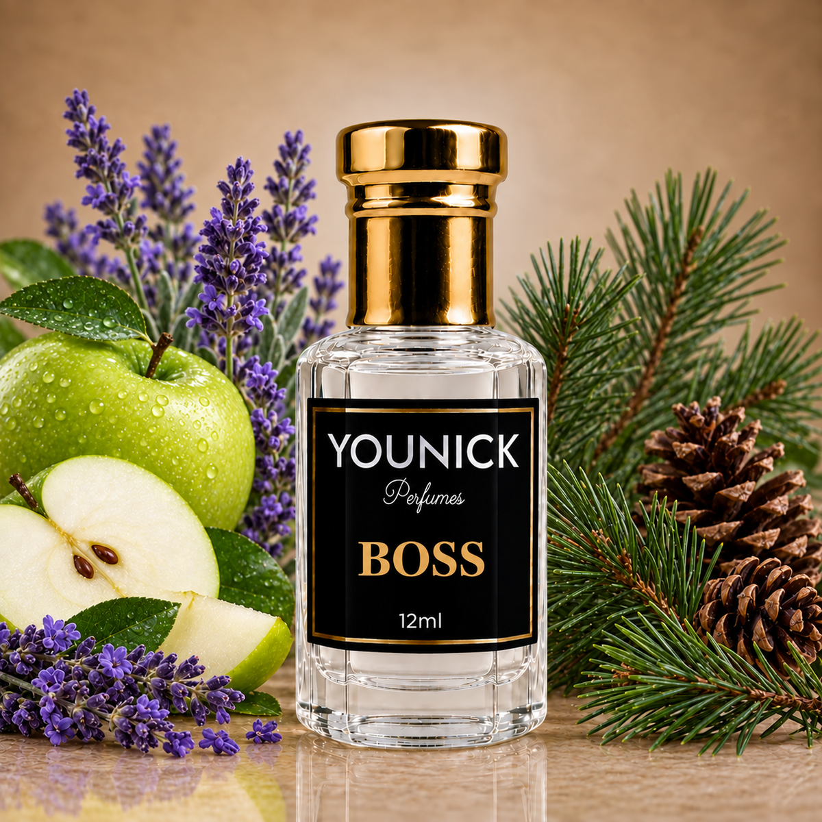YOUNICK BOSS Attar – Fresh Green Apple, Lavender & Woody Pine Fragrance