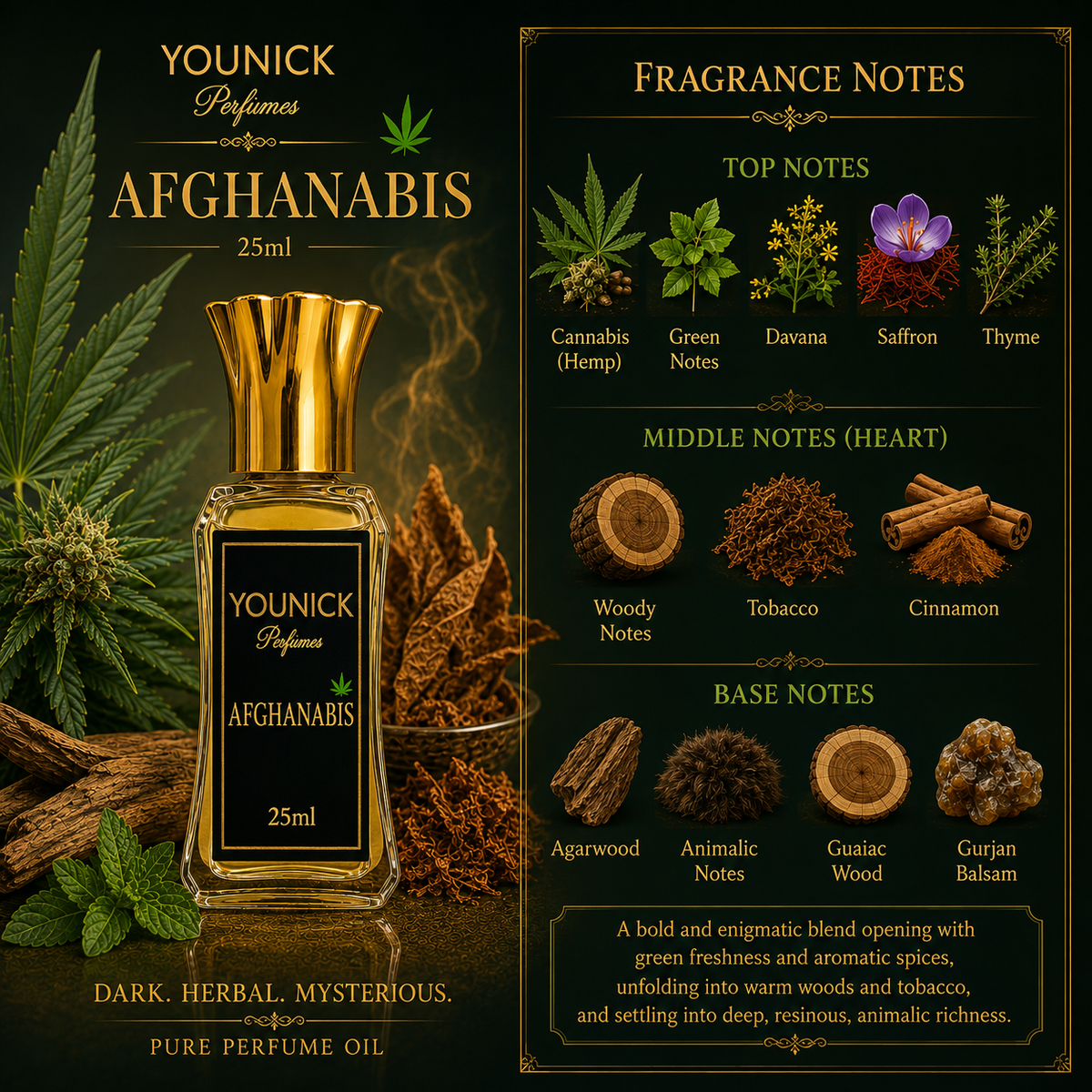 YOUNICK Afghanabis Perfume Oil – Cannabis, Green & Woody Fragrance