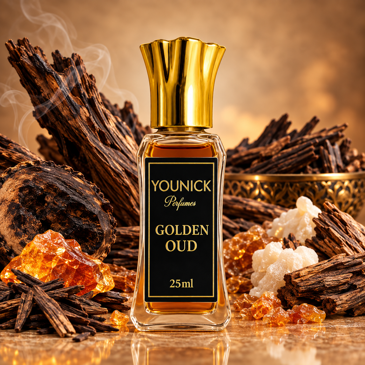 YOUNICK Golden Oud Attar | Premium Smoky Oud & Amber Fragrance | Long-Lasting Woody Musk Perfume Oil
