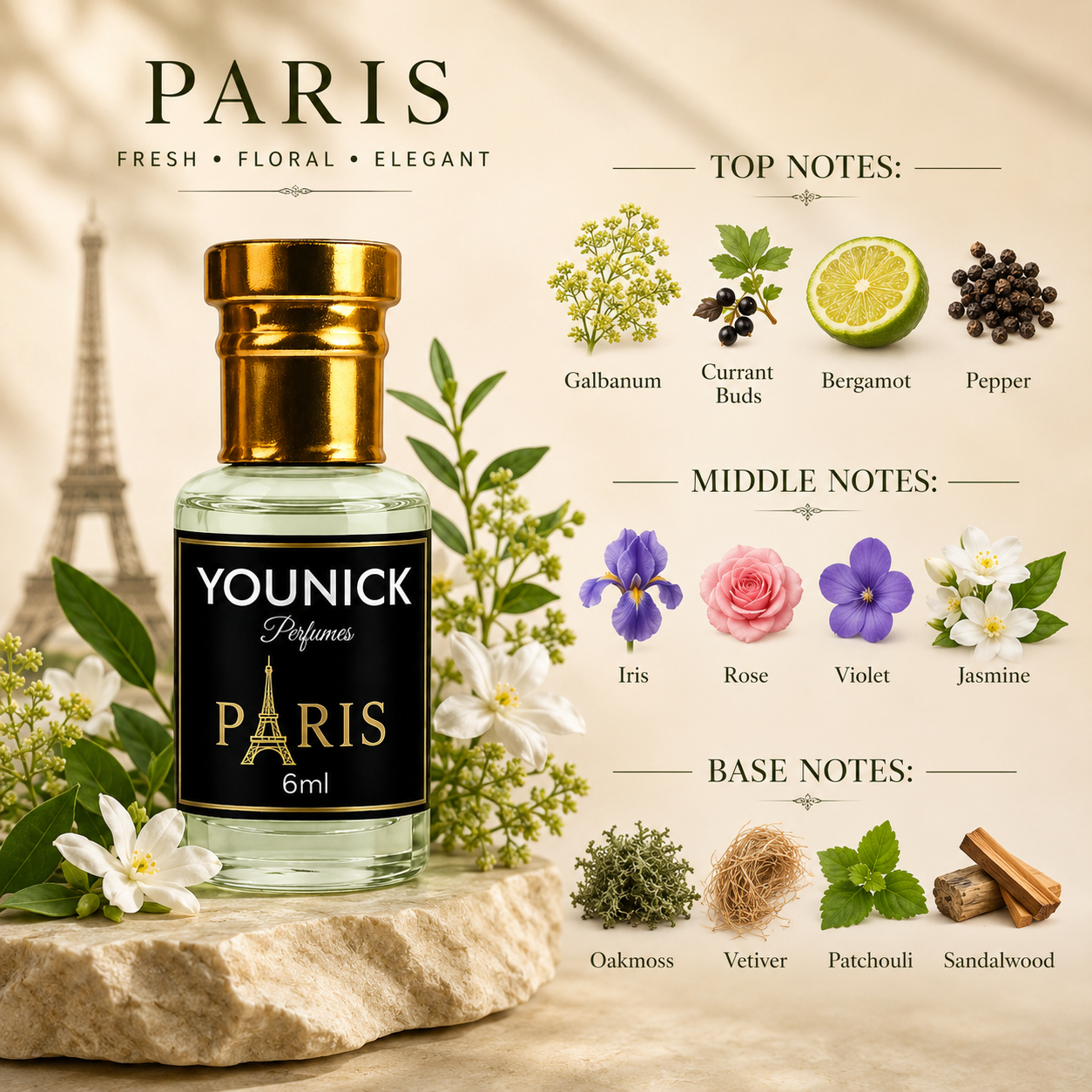YOUNICK CR07, AQUA & PARIS Attar Combo – 6ML × 3 | 18ML Premium Fragrance Set