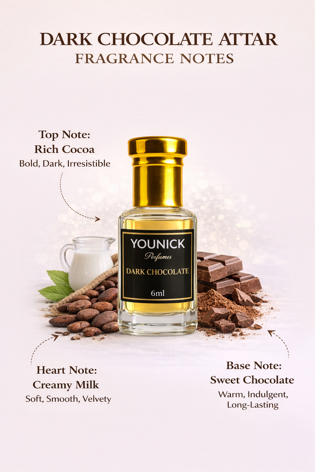 Dark Chocolate Attar by YOUNICK Perfumes – Rich Cocoa & Creamy Chocolate Fragrance