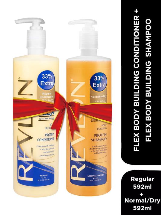 REVLON FLEX BODY BUILDING REGULAR CONDITIONER & FLEX BODY BUILDING PROTEIN SHAMPOO NORMAL TO DRY