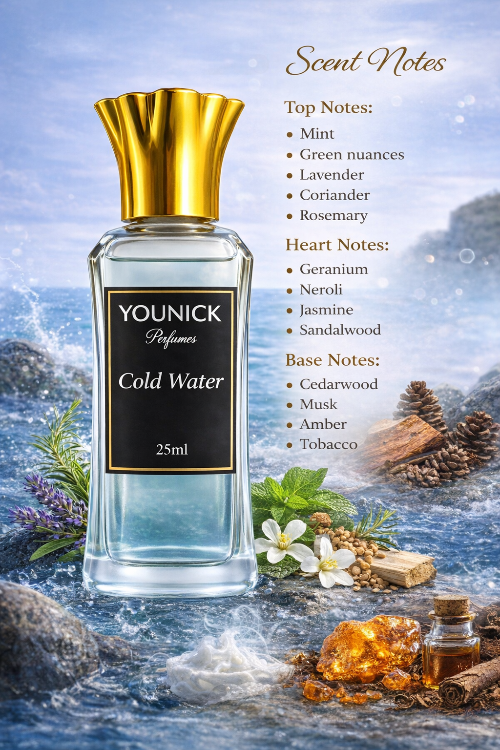 YOUNICK Cold Water Attar for Men – Inspired by Cool Water by Davidoff | Fresh Aquatic Long Lasting Perfume Oil