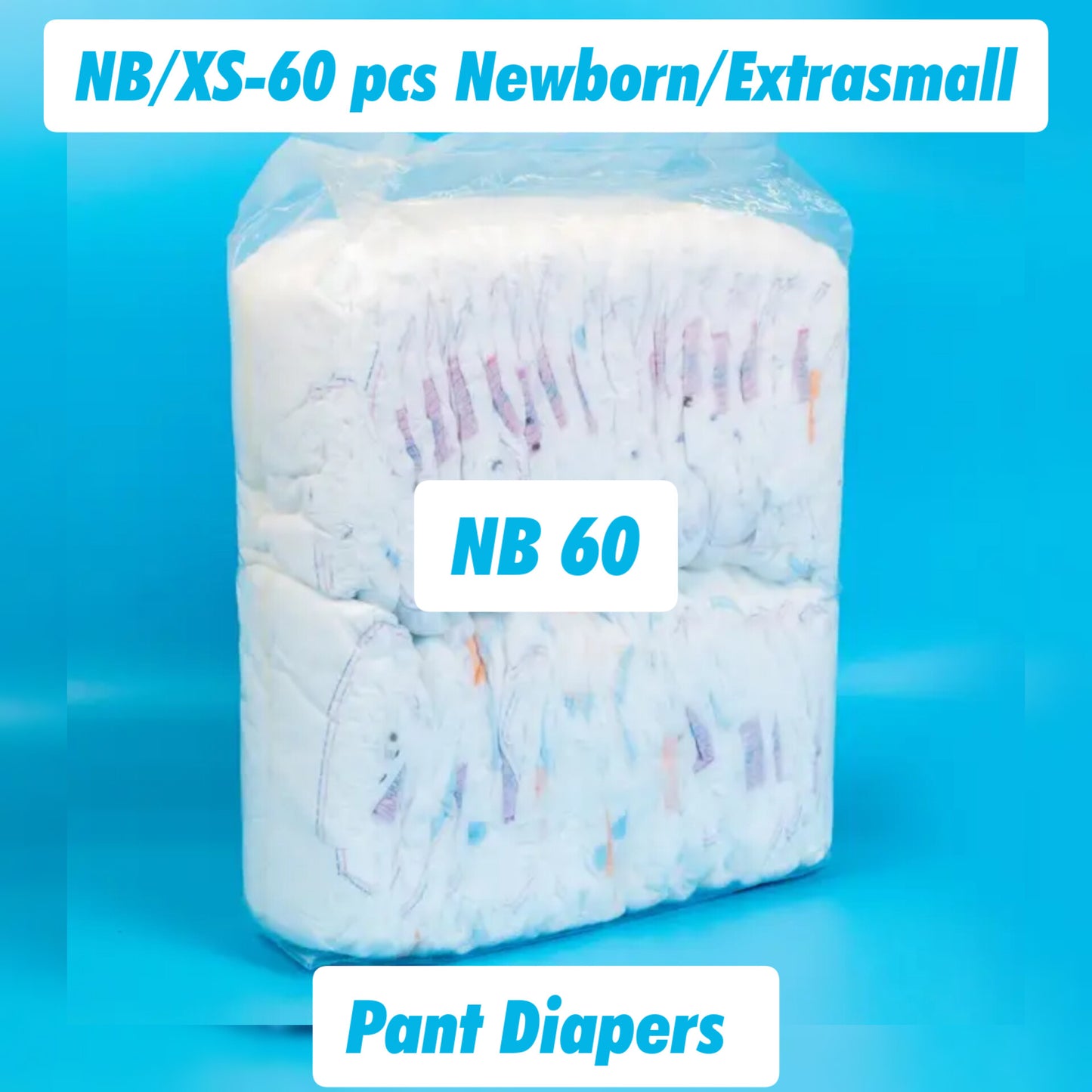 YOUNICK Baby diaper pants NB/XS NEW BORN/EXTRA SMALL 60 pieces (0-5kgs) Premium, Extra soft, Super absorbent baby diaper pants