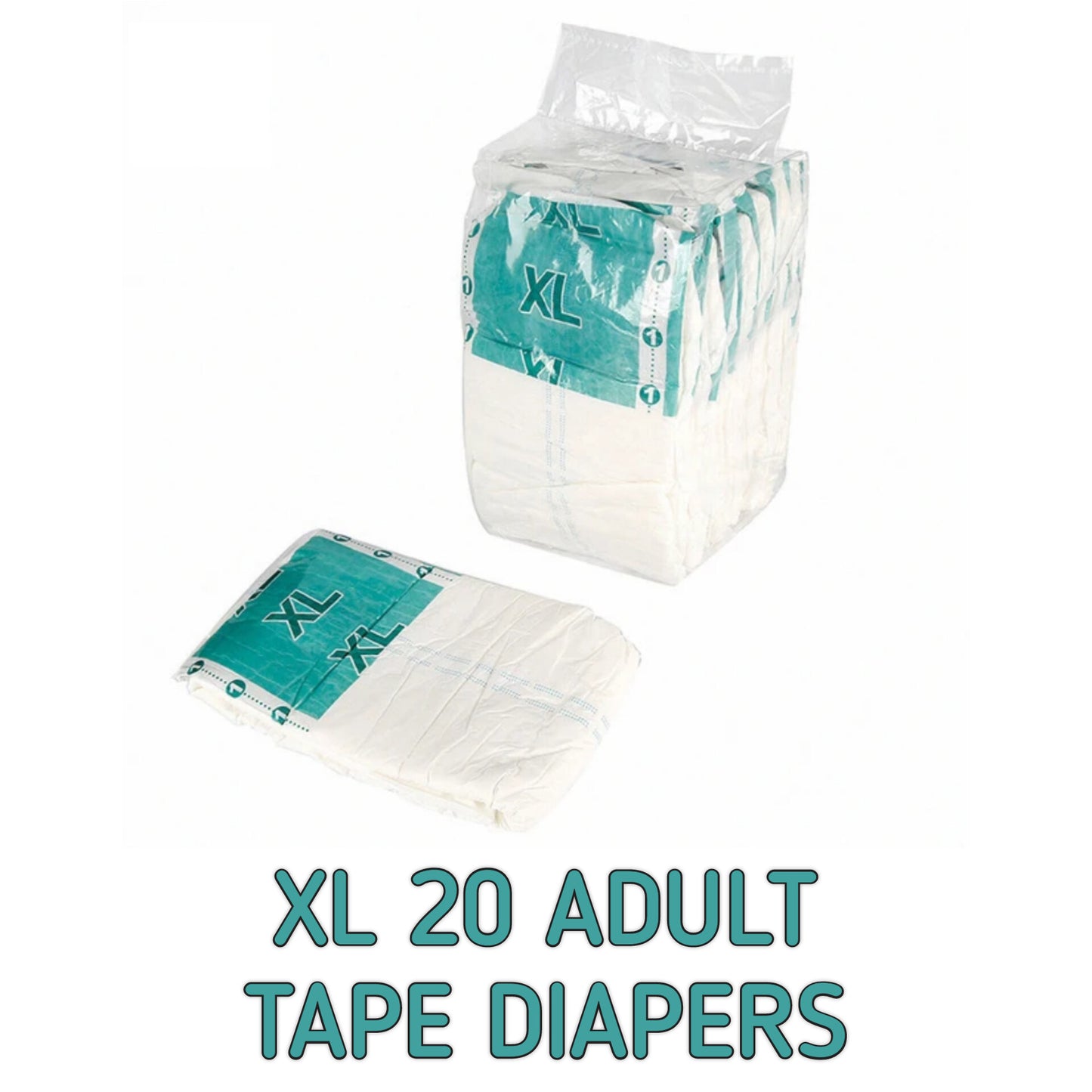 YOUNICK Adult Tape Diapers XL (20 pcs Pack, Extra Large Size)